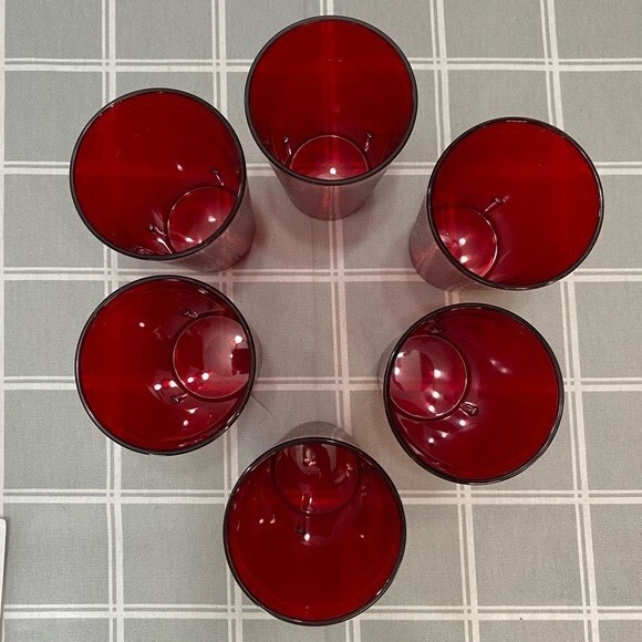 Carlisle Durable Ruby Red Nesting Tumblers Pebble Finish Diner Style Drink Glass - Picture 5 of 9